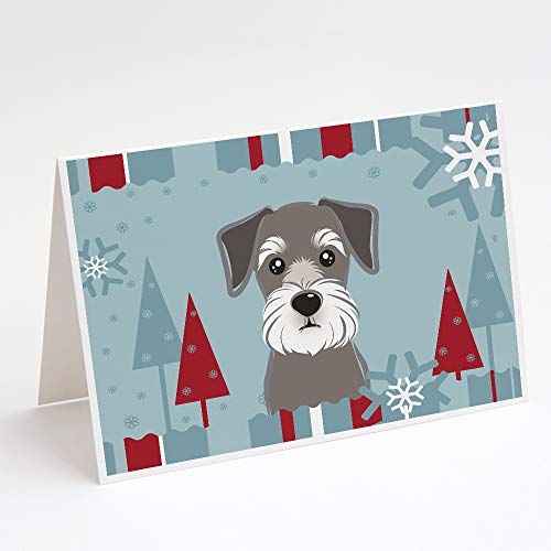 Caroline's Treasures BB1702GCA7P Winter Holiday Schnauzer Greeting Cards and Envelopes Pack of 8 Blank Cards with Envelopes Whimsical A7 Size 5x7 Blank Note Cards