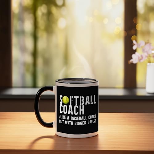 Taza de cerámica Softball Coach Black/White 11 oz miniatura 3