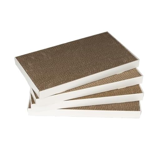 Amazon Basics Corrugated Cardboard Cat Scratcher, Scratching Board, Reversible, 17.4" x 10", White, 4-Pack