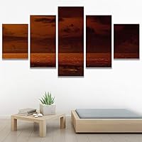 SIGNWIN 5 Panel Canvas Wall Art Modern Art Beach Coastal Multicolor Photography Relax/Calm Romantics for Home Decorations Ready to Hang - 60