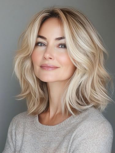 Webshaiy Platinum Blonde Perücke Damen...