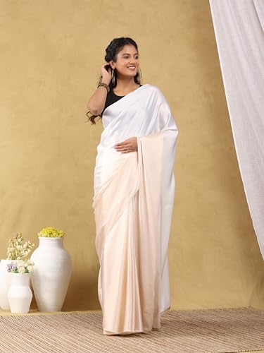 Image of Garden Vareli Lace Border Satin Saree with Unstitched Sequin Blouse Piece