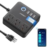 Smart Plug Power Strip, WiFi Surge Protector Works with Alexa & Google Home, APP Remote Control, Timer Function, 3 Smart Outlets and 3 USB Ports, Multi-Plug Extender for Travel, 2.4G Wi-Fi Only,10A