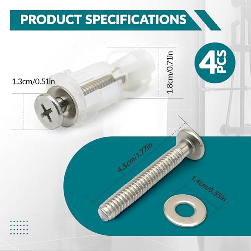 2 Pcs Toilet Fixing Parts Toilet Seat Accessories and Fixings, Stainless Steel Toilet Seat Screws Fixing Toilet Seat Accessories Hinge Screws Expansion Nuts White Toilet Lid Fixing Parts