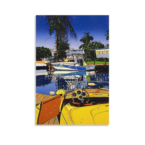 鈴木英人 イラスト自動車 ハワイ 風景 落書き ポスター (23) ホーム装飾 パネル 壁アート 現代壁掛け 絵画 版画 芸術作品 インテリア20x30inch(50x75cm)
