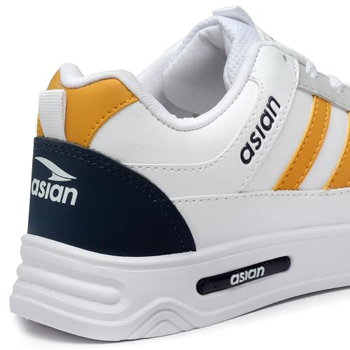 Image of ASIAN Men's BOSTON-02 White Casual Sneaker Shoes with Synthetic Upper Lightweight Comfortable Mid Top Sneaker Shoes for Men's & Boy's