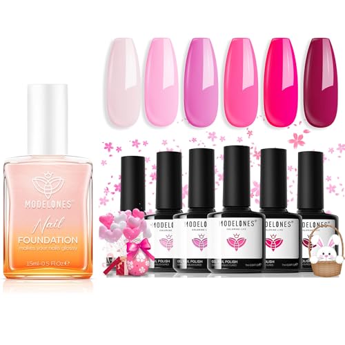 modelones 9Pcs Nail Repair Concealer with Pink Gel Nail Polish