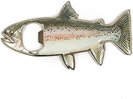 Tinksky Bottle Opener Fridge Magnet Stainless Steel Rainbow Trout Fish Shape 2 in 1