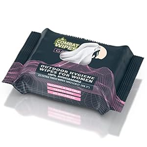 Combat Wipes Gaia – Feminine Hygiene Outdoor Wet Wipes – Extra Thick, Ultralight, Biodegradable, pH Balanced Body & Hand Cleansing Cloths for Women w/Aloe (1 Pack, 25 Wipes)