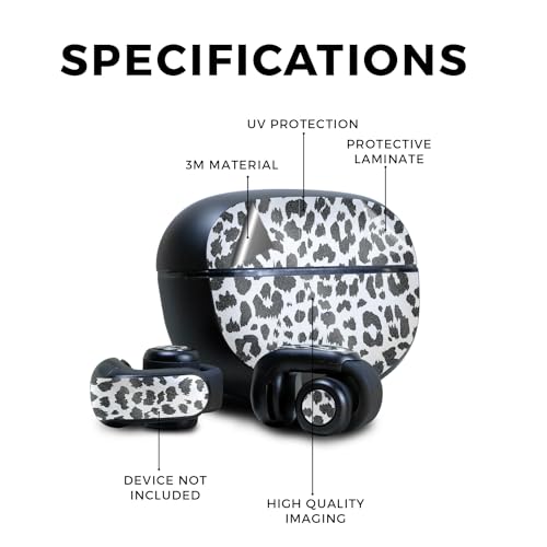 Image of Glossy Glitter Skin Compatible with Bose Ultra Open Earbuds - Snow Leopard Print - Premium 3M Vinyl Protective Wrap Decal Cover - Easy to Apply | Crafted in The USA by MightySkins