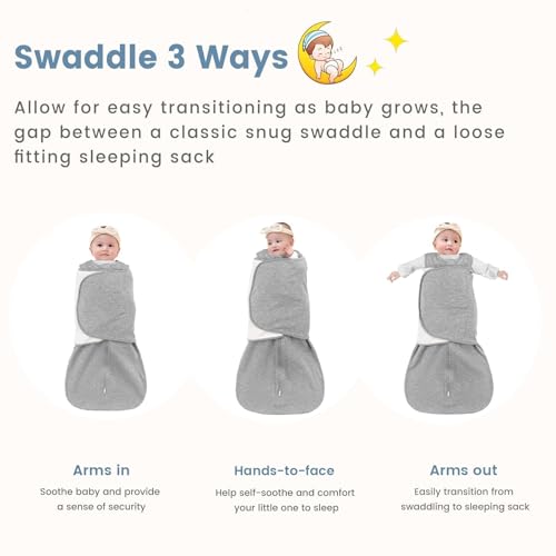 Image of ZIGJOY Sleep Sack Swaddle 1.0 TOG Baby Wearable Blanket 100% Cotton Baby Swaddle Blanket for Newborns 6-12 Months for Boy Girl, Grey
