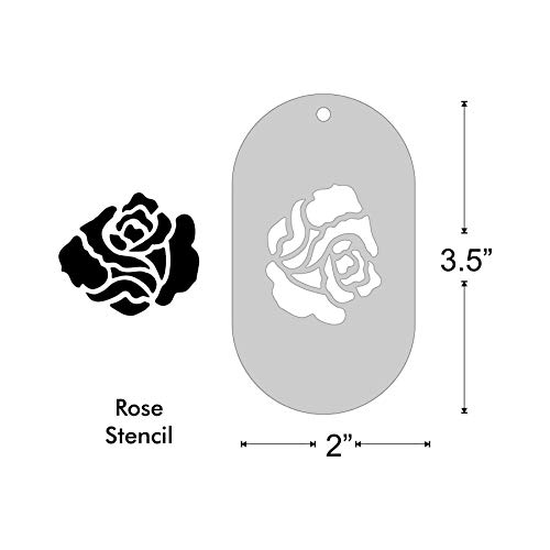 Stencil- Rose Flower, 1.5x1.25 Inch Image on 3.5x2 Border, Size 1