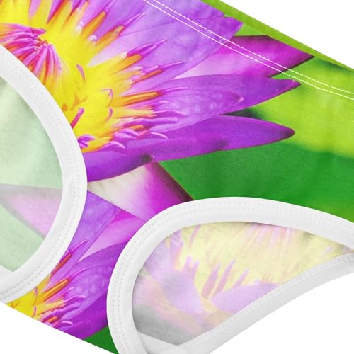 Purple Water Lily Bloom Green Toddler Underwear Custom 2t Cotton Panties Little Girl Flower Undies Kids Briefs4