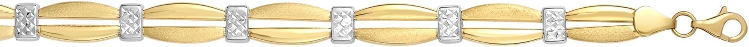 Floreo 14k Two-Tone Gold 6.3mm Station Stampato Bracelet, 7.25 Inch