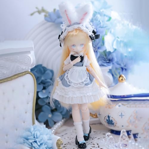 Muñeca BJD 24 cm con vestido y accesorios miniatura 1