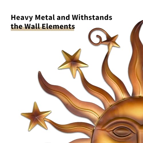 Liffy 24 Inch Sun Metal Wall Art Outdoor Decor - 3D Sun Face Metal Wall Sculpture thumb #1