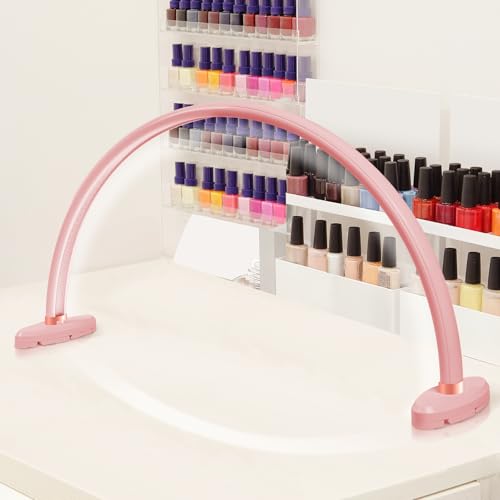 obcd Half Moon Light for Nail Desk 16 inch Nail Desk Light Half Moon Lamp Portable Arch Lamp Dimmable with Foldable Bracket for Desk Salon Table Use 3 Color Temperature