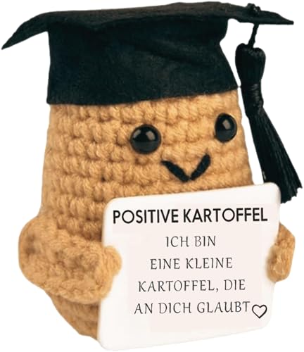 Regalo Original Mujer Hombre, Patata Positiva Divertida y Motivadora, Peluche Cumpleaños, Navidad, Amigo Invisible, Decoración Oficina y Hogar, Idea Graciosa Pareja (Patata Sombrero en Aleman)
