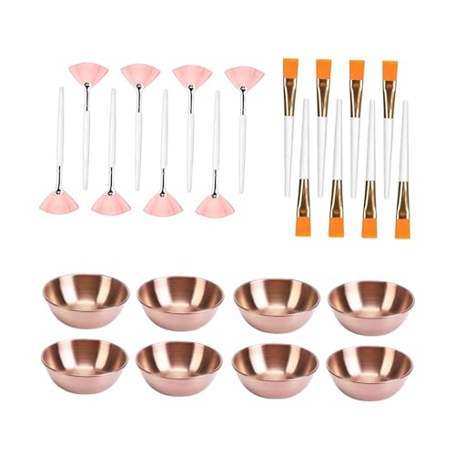 Outils de mélange de masque facial avec bol et brosse dorée Sharplace