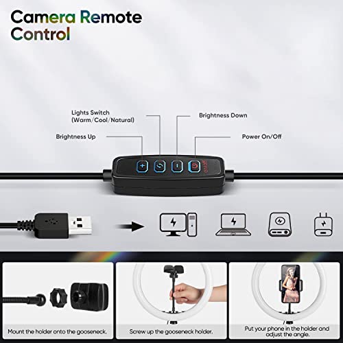 Toshionics 14’’ Ring Light with Tripod, Selfie Ring Light with Tripod Stand, Light Ring for Video Recording＆Live Streaming(YouTube, Instagram, TIK Tok), Compatible with Phones & Webcams