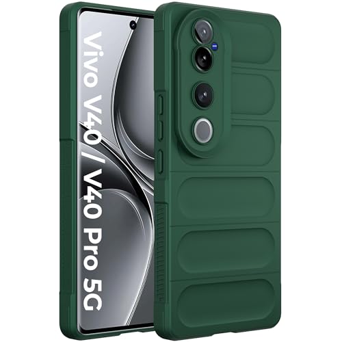 Image of A rtistque Back Cover Case for Vivo V40 / V40 Pro / T3 Ultra 5G | with Inner Fabric | Stylish AirBag Case | Liquid Stripe Silicone | Camera Protection | Anti Slip Grip | Back Cover - Green
