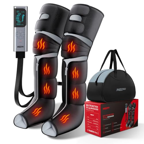 Image of Leg Compression Massager for Circulation and Pain Relief, Compression Boots with Heated Knee, 6 Modes 12 Intensities 3 Timers, Foot Calf Thigh Recovery Machine, Gifts for Man Woman, Black