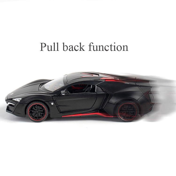 Image of Invite Enterprise Alloy Metal Pull Back Die-Cast Car 1:24 Big Lykan Hyper Sport Diecast Metal Pullback Toy Car With Openable Doors, Light Music Boys Gifts Toys For Kids(1:24 Laykan - Red)