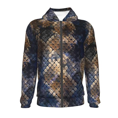Watercolor Snake Skin Kids Pullover Hoodies Boys Zip Up Sweatshirts Girls Athletic Clothes with Pocket2