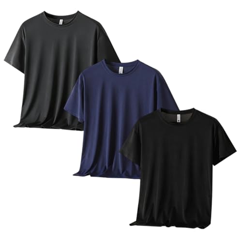 [AYISTELU] tシャツ メンズ 半袖 速乾 3枚組 5枚組 スポーツ ドライ tシャツ インナーシャツ 接触冷感 大きいサイズ 肌着 防臭 オールシーズン着用 (JP, アルファベット, 2XL, 3枚組-ミックスカラ)の商品画像（Amazon）