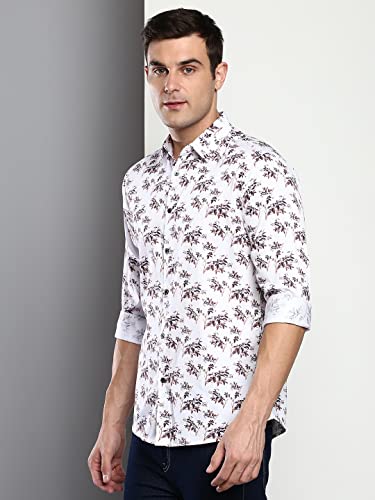 Image of Dennis Lingo Men's Printed Slim Fit Satin Casual Shirt with Spread Collar & Full Sleeves