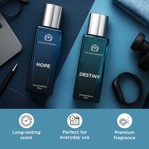 Image of The Man Company Fragrance Fusion Duo, Hope and Destiny Perfume Gift Set | Eau De Parfum Set, 20ml x 2 | Gift for Man | Long-Lasting EDP | Premium Perfume for Man| Valentine fragrance gift set For Him |