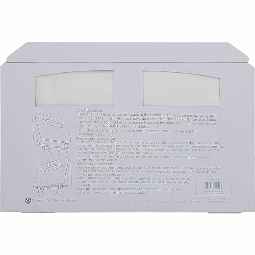 Genuine Joe Toilet Seat Covers, Half-Fold, White, 250/Pack, 4 Count