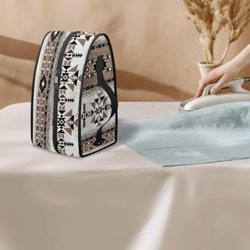Aztec Tribal Travel Iron Holder with Handle & Zipper Closure Full Size Irons Tote Bag Dustproof Protective Carrying Bags for Mom,Clothing Practitioner3
