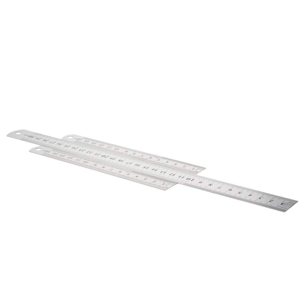 Large Side Ruler Office School Ruler Stainless Steel – 2Pcs 150mm & 1Pc 300mm, Dual-Side ...