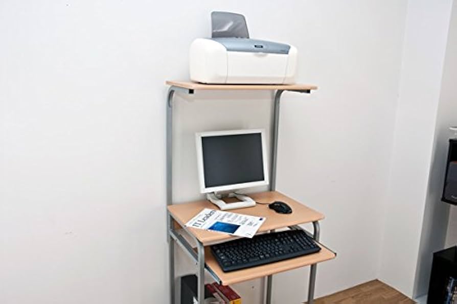 Amazon.co.jp: 棚付きPCデスク(パソコンデスク) スチールパイプ