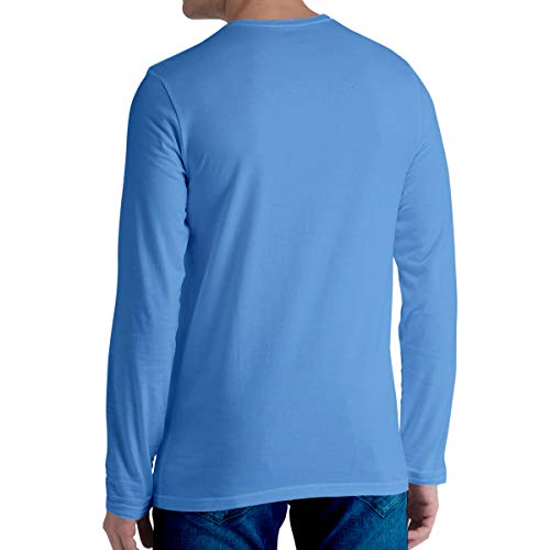 Image of Pooplu Men's Regular Fit Plain 100% Cotton V Neck Full Sleeves Multicolour T Shirt. Casual, Trendy, Stylish Tshirts and Tees Blue.(Oplu Blue Small)