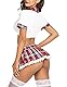 Avidlove Frauen Schulmädchen Dessous Cosplay Dessous Set mit Krawattenoberteil und Minirock(Weiß，M)