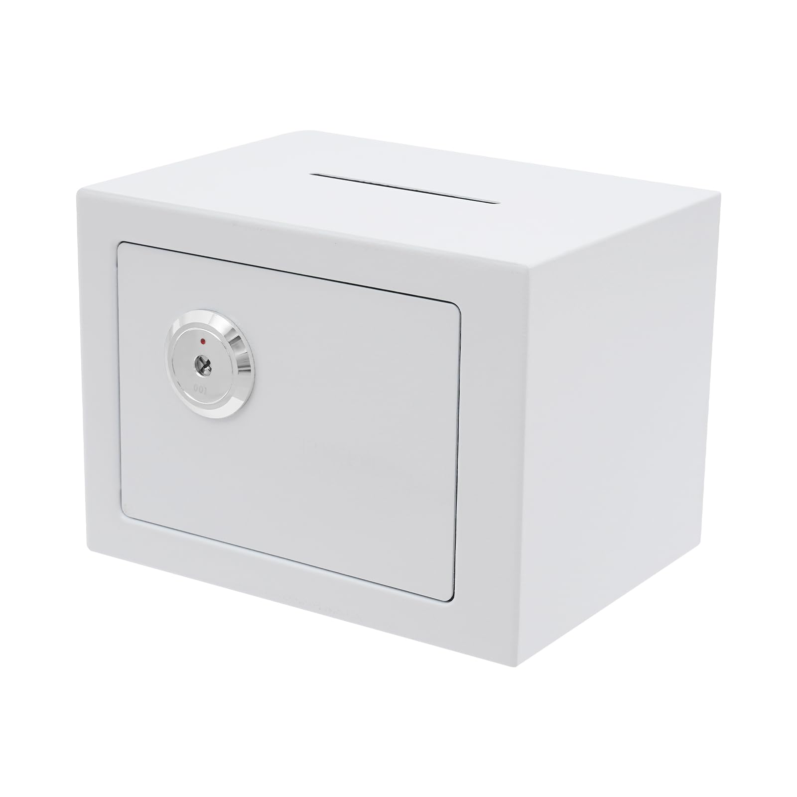 Small Safe Box, 1.01Gal Mini Cubic Security Cabinet Safes with Coin Slot &amp; Keys, 110° Opening Angle, Small Cash Drop Box, Safe Deposit Boxes for Cabinets, Home &amp; Office (White)