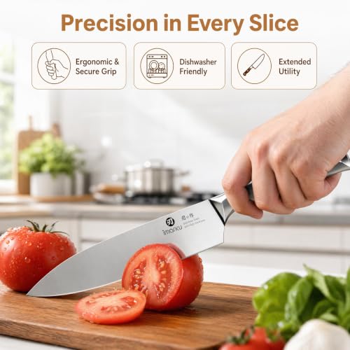 Image of Imarku 16PCS Japanese High Carbon Stainless Steel Knife Set with Block & Sharpener, Dishwasher Safe Kitchen Knife Block Set, Ergonomic Handle Kitchen Utensils Set Gift