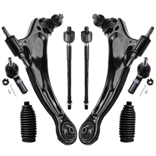 Image of Detroit Axle - Front End 8pc Suspension Kit for 1998-2003 Toyota Sienna Avalon Solara 1999 2000 2001 2002, 2 Lower Control Arms w /Ball Joints, 4 Inner & Outer Tie Rods, 2 Boots, Replacement