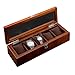 UXALoH6 Watch Box 5 Slots Wood Watch Organizer With Glass Case Storage Box Fashion Holder For Men Display(Black)