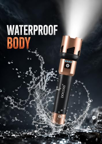 DOCOSS Metal Rechargeable Torch Light High Power,4000 mah Battery & 6 Hrs Work time with Power Display,Zoomable Flashlight/Powerfull Small Torch Long Range,Waterproof (1 Year Warranty) - Image 7