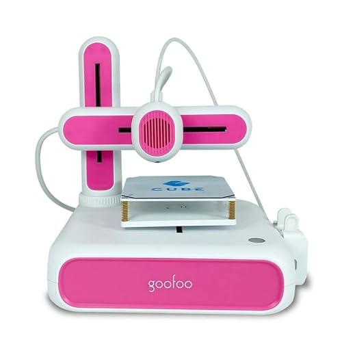 REES52 Goofoo Cube 3D Mini Printer with Removable Magnetic Build Plate, Small 3D Printer for Arts and Crafts, DIY Gift for Kids Pink