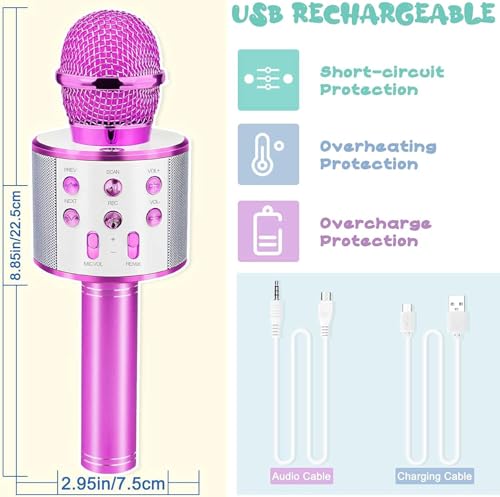 Image of Toys for Girls, Kids Karaoke Microphone Toddler Microphone for Kids with Lights, for Girls, Birthday Party Boys Toy Age 3 4 5 6 7 8+(Light Pink)