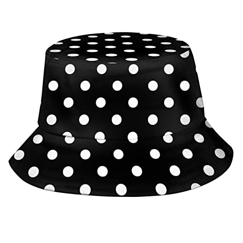 Sombrero Unisex Bucket con Lunares Blanco y Negro