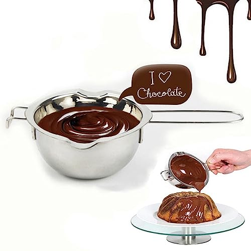 Karkar Kerzen Schmelztopf 600ml Wasserbad Schmelzschale - Edelstahl 304 Schokoladen Schmelztiegel, Schmelztopf für Schokolade Zucker Butter Käse Karamell Kerzen
