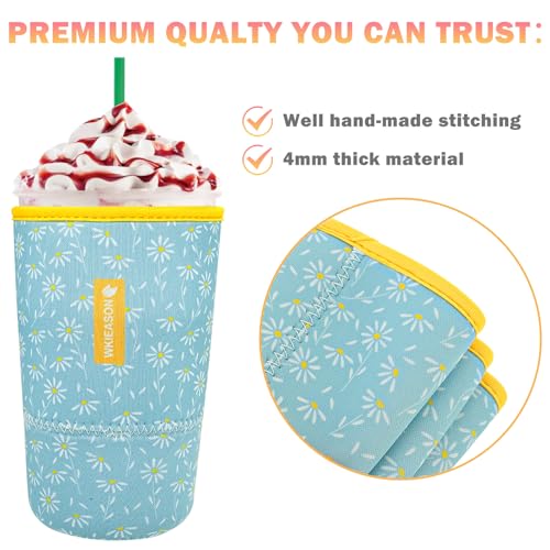 Image of WK IEASON Reusable Iced Coffee Insulator Universal Ice Coffee Sleeve for Cold Beverages Neoprene Cold Coffee Cup Sleeves Cooler Cover 16-32OZ for Coffee Cups, McDonalds, Dunkin Donuts, More