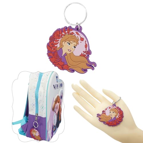 Anna Face Rubber Keychain, 2D Disney Character Keyring, Multi-Color Frozen II New Movie Character Key Chain School Hang It on School Bag Backpack Keychain Handbags Pencil Cases