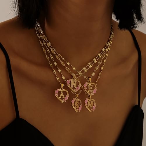 Qitian Initial Heart Necklace for Women Heart Gold Letter A-Z Name Alphabet Pendant Necklace for women Gift3