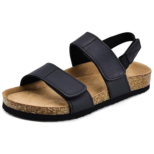 Image of Torotto Girls Boys Sandals with Cork Footbed Adjustable Straps Summer Glitter Slides Sandals Open Toes Flat for Kids Toddler